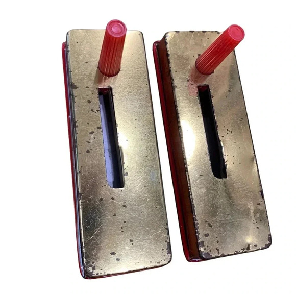 Set of 2 vintage tin New Years Eve noise makers ratchet Japan lady in dirndl - Picture 4 of 4